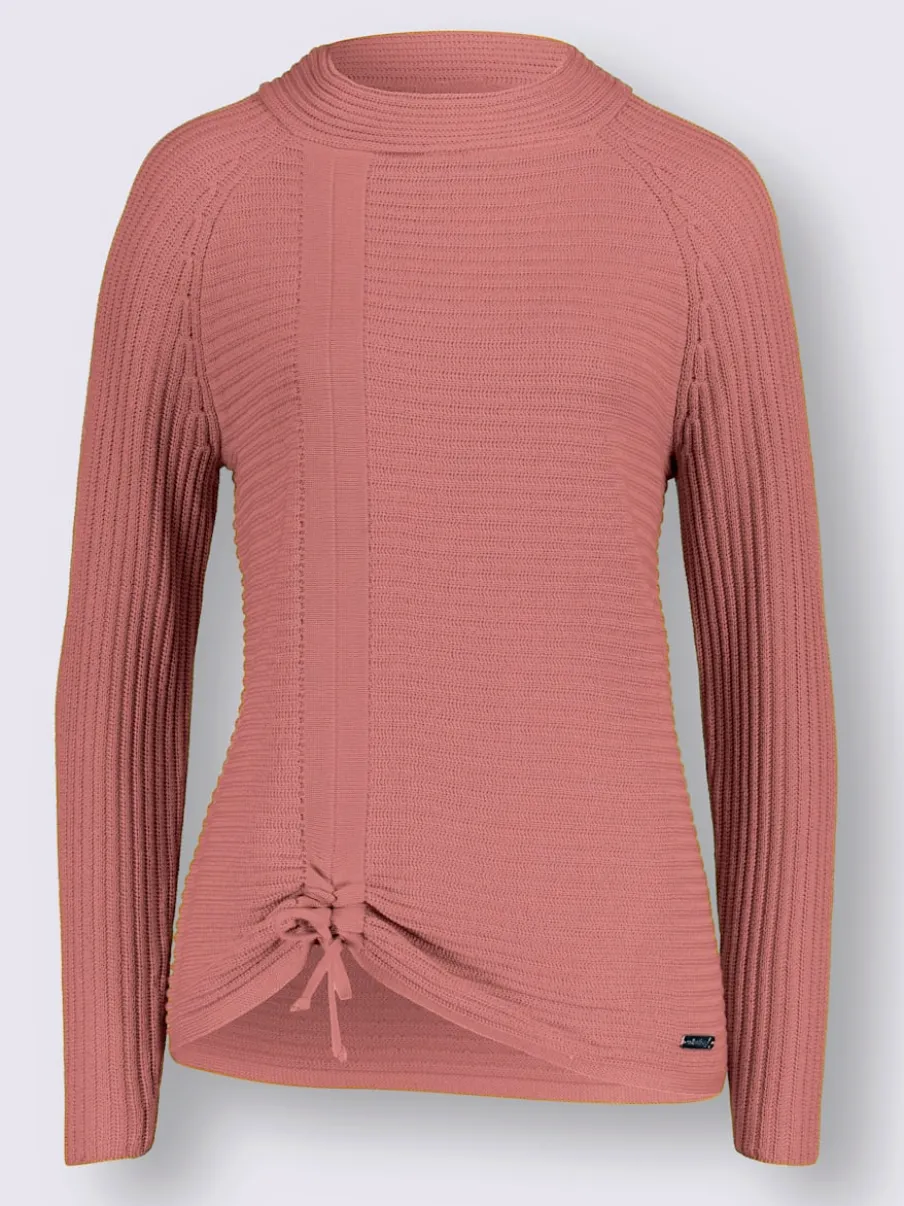 Pull décontracté en tricot côtelé avec fronce devant