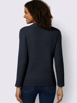 Pull décontracté en tricot côtelé avec fronce devant