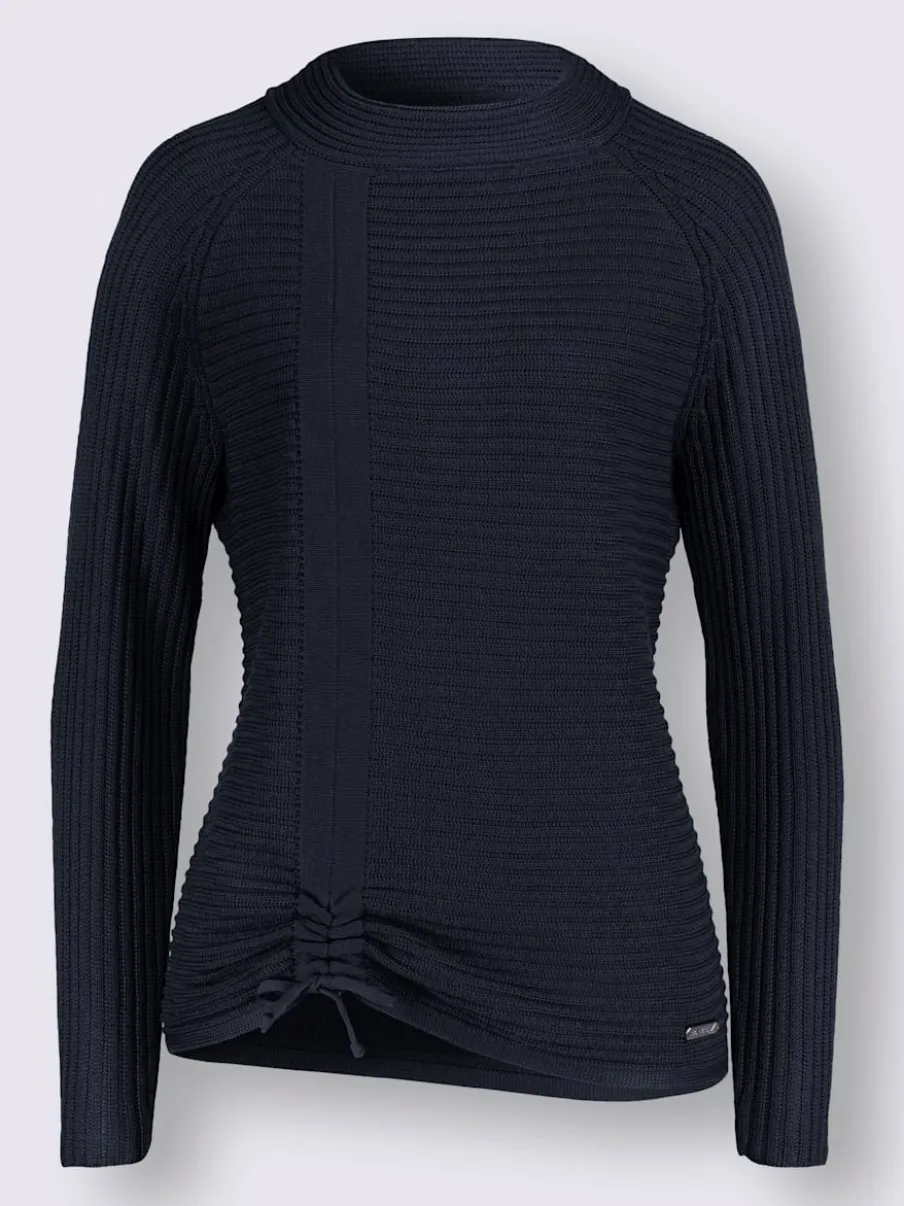 Pull décontracté en tricot côtelé avec fronce devant