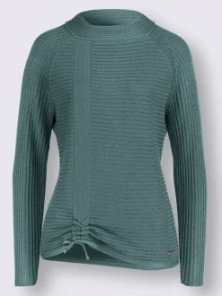 Pull décontracté en tricot côtelé avec fronce devant