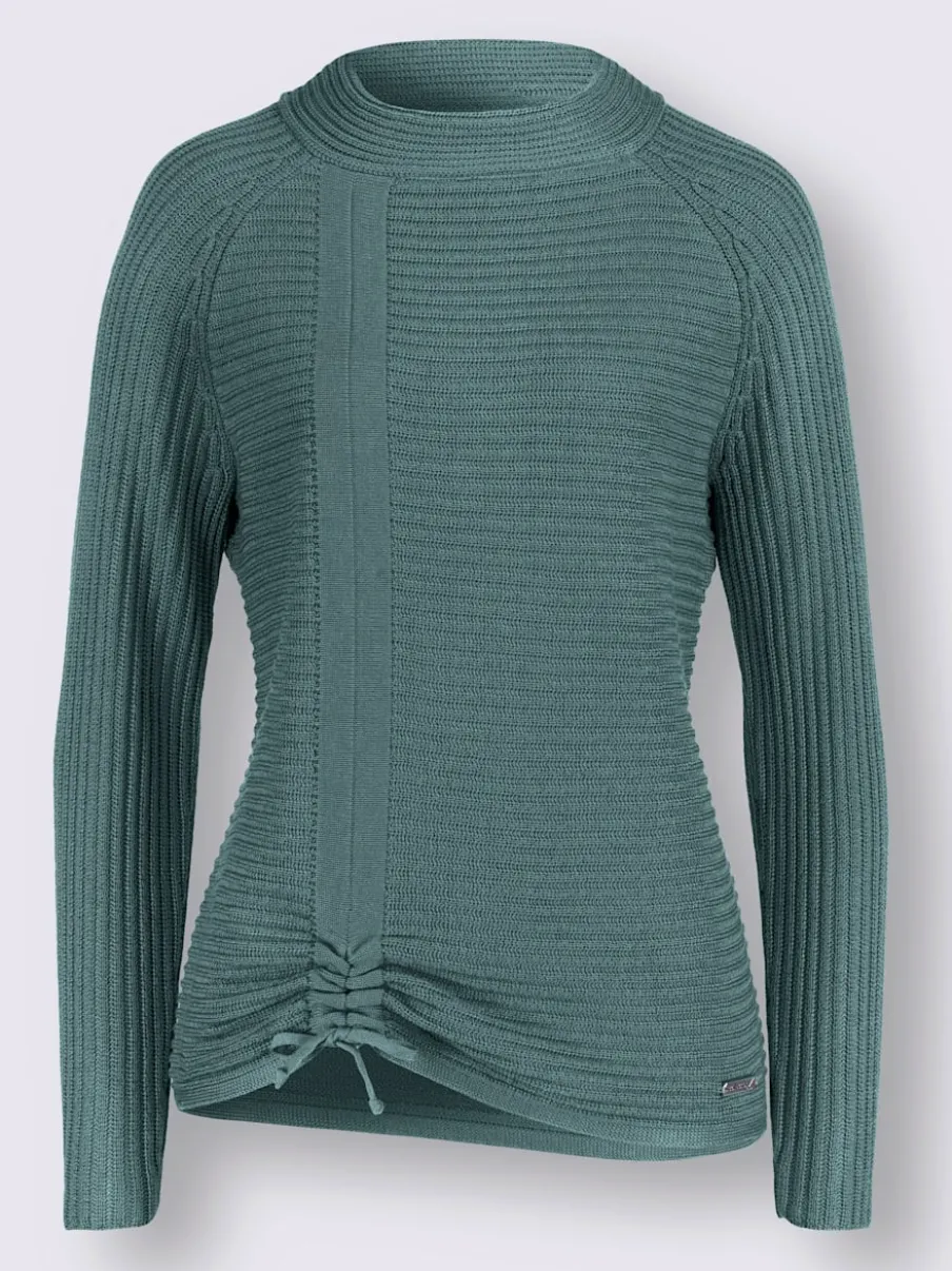Pull décontracté en tricot côtelé avec fronce devant