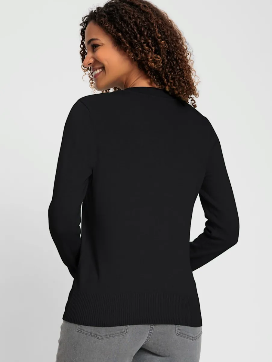 Pull doux à encolure en V en tricot pur coton