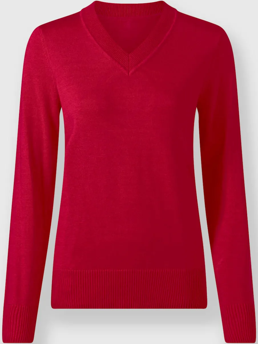 Pull doux à encolure en V en tricot pur coton