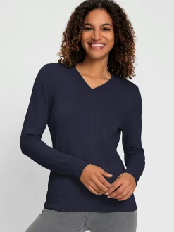 Pull doux à encolure en V en tricot pur coton