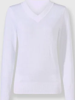 Pull doux à encolure en V en tricot pur coton