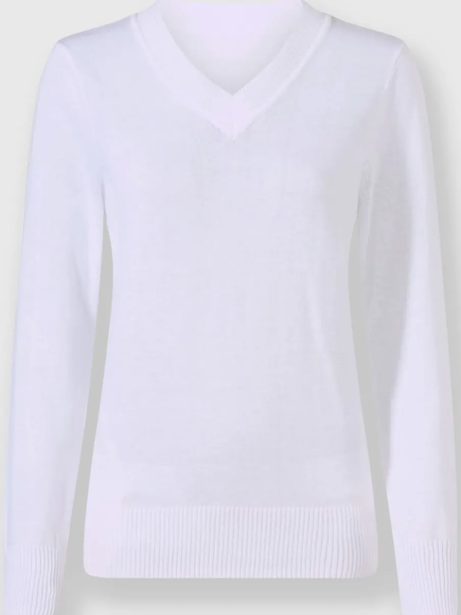 Pull doux à encolure en V en tricot pur coton