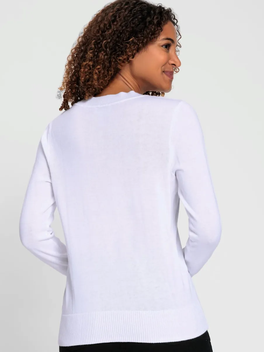 Pull doux à encolure en V en tricot pur coton