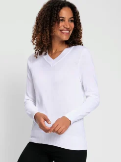 Pull doux à encolure en V en tricot pur coton