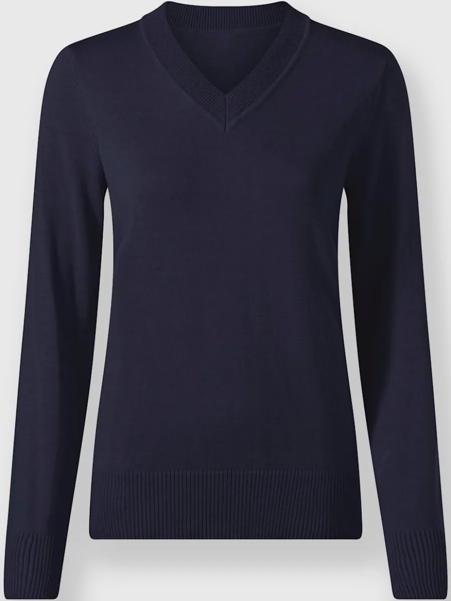 Pull doux à encolure en V en tricot pur coton