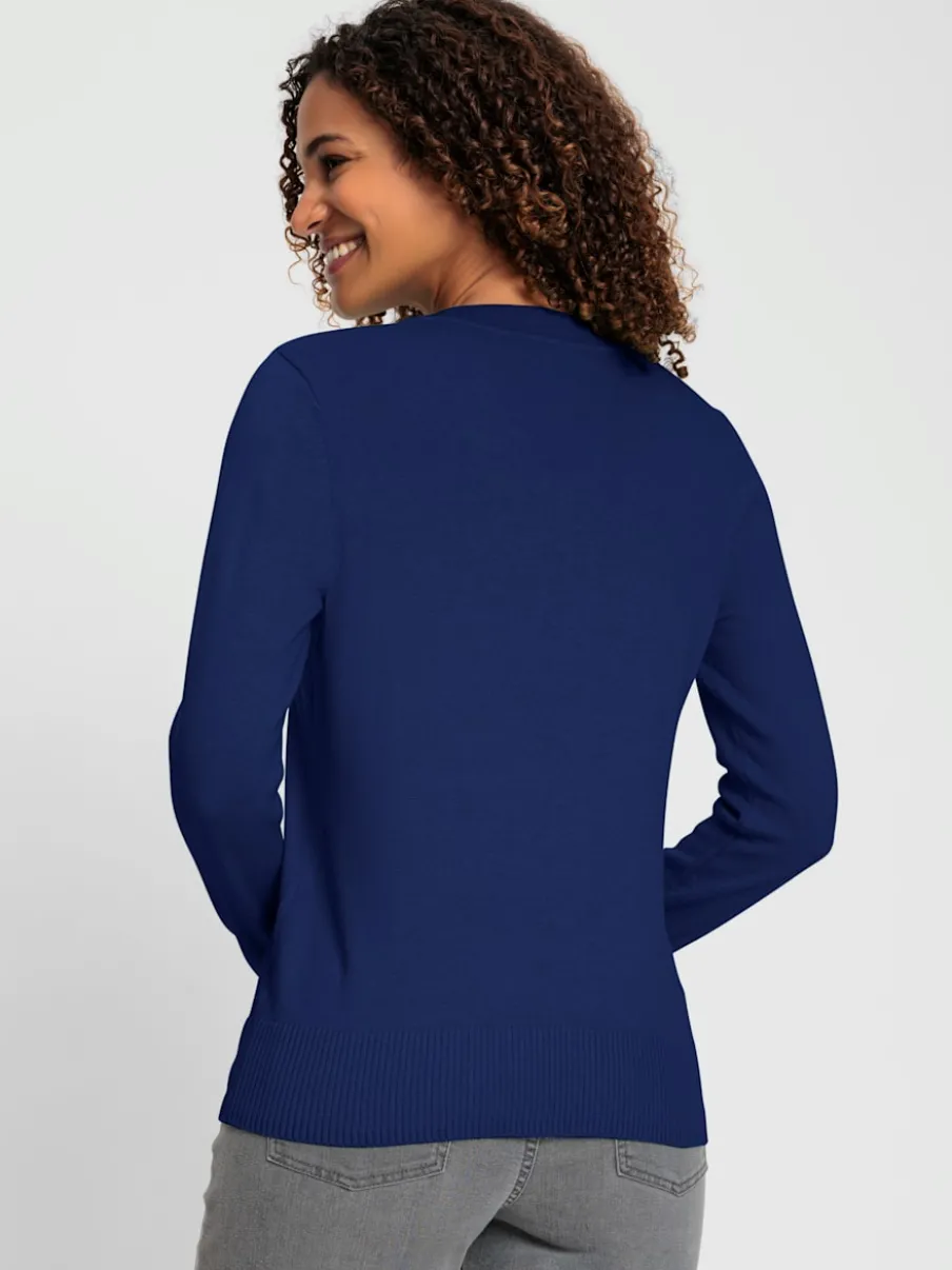 Pull doux à encolure en V en tricot pur coton