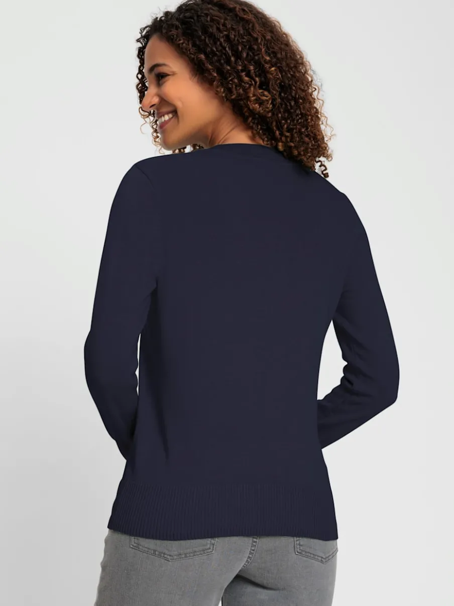 Pull doux à encolure en V en tricot pur coton