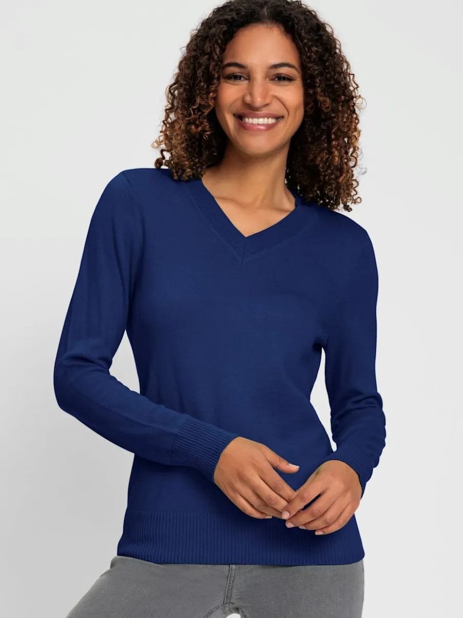 Pull doux à encolure en V en tricot pur coton