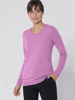 Pull en cachemire doux à manches longues col rond