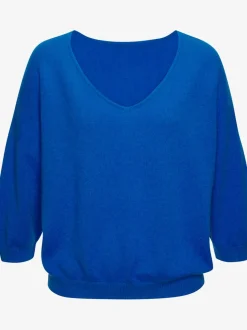 Pull en cachemire à encolure en V et manches 3/4.