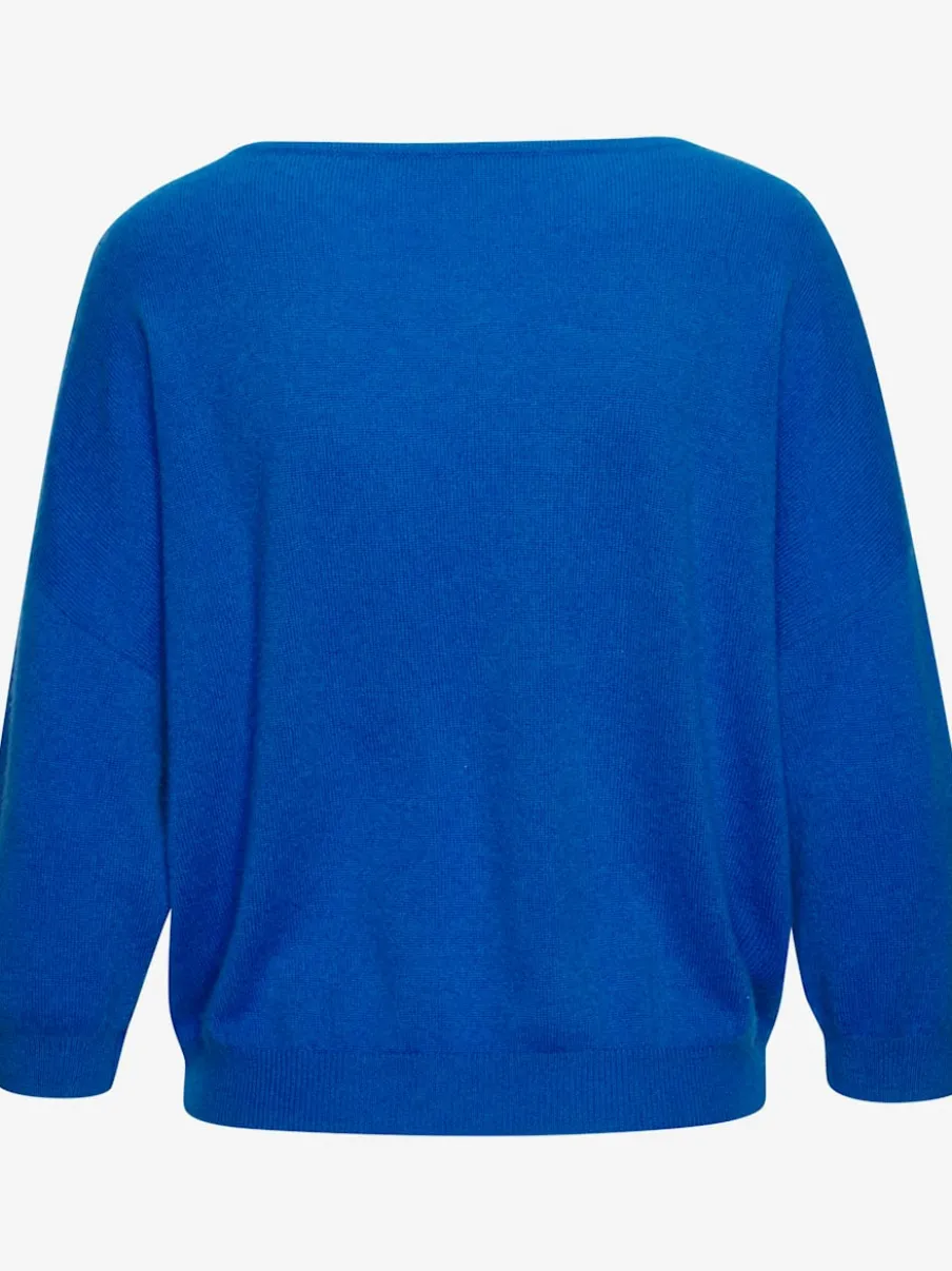 Pull en cachemire à encolure en V et manches 3/4.