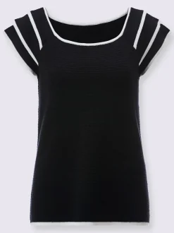 Pull à encolure carrée en tricot fin doux mélange