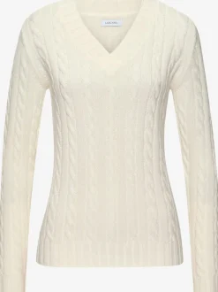 Pull à encolure en V avec motif en tricot torsadé et manches longues