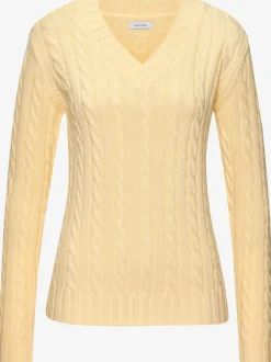 Pull à encolure en V avec motif en tricot torsadé et manches longues