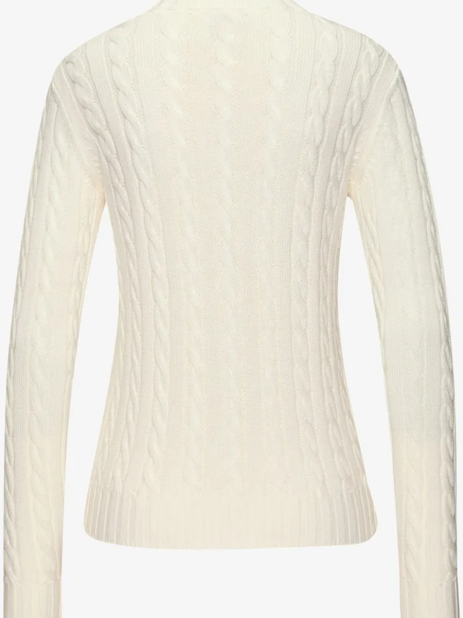 Pull à encolure en V avec motif en tricot torsadé et manches longues