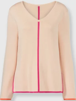 Pull à encolure en V avec rayures et fentes latérales