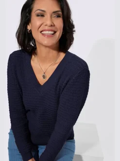 Pull à encolure en v pur coton