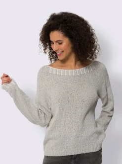 Pull encolure ronde avec coutures contrastées en coton doux