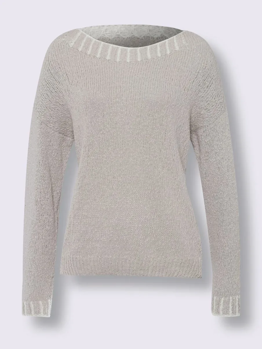 Pull encolure ronde avec coutures contrastées en coton doux
