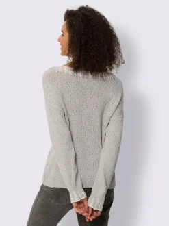 Pull encolure ronde avec coutures contrastées en coton doux