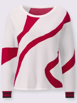 Pull encolure ronde avec motif jacquard graphique et manches longues