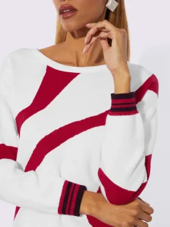 Pull encolure ronde avec motif jacquard graphique et manches longues
