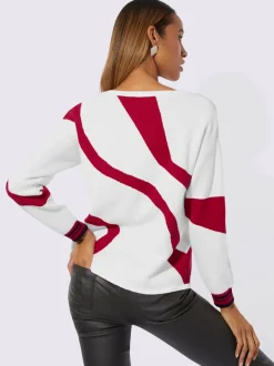 Pull encolure ronde avec motif jacquard graphique et manches longues