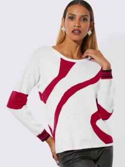 Pull encolure ronde avec motif jacquard graphique et manches longues