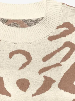 Pull à encolure ronde avec motif animalier et manches longues