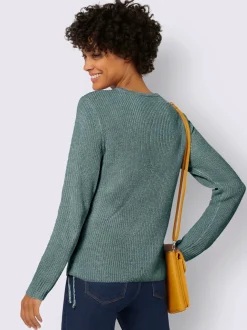 Pull encolure ronde avec motif tricoté et manches longues