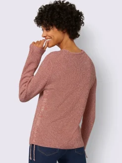 Pull encolure ronde avec motif tricoté et manches longues