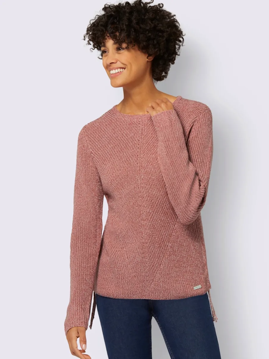 Pull encolure ronde avec motif tricoté et manches longues