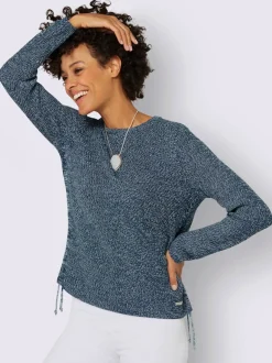 Pull encolure ronde avec motif tricoté et manches longues