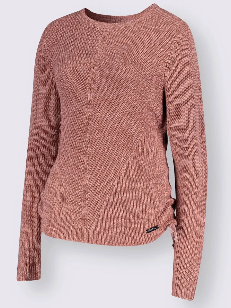 Pull encolure ronde avec motif tricoté et manches longues