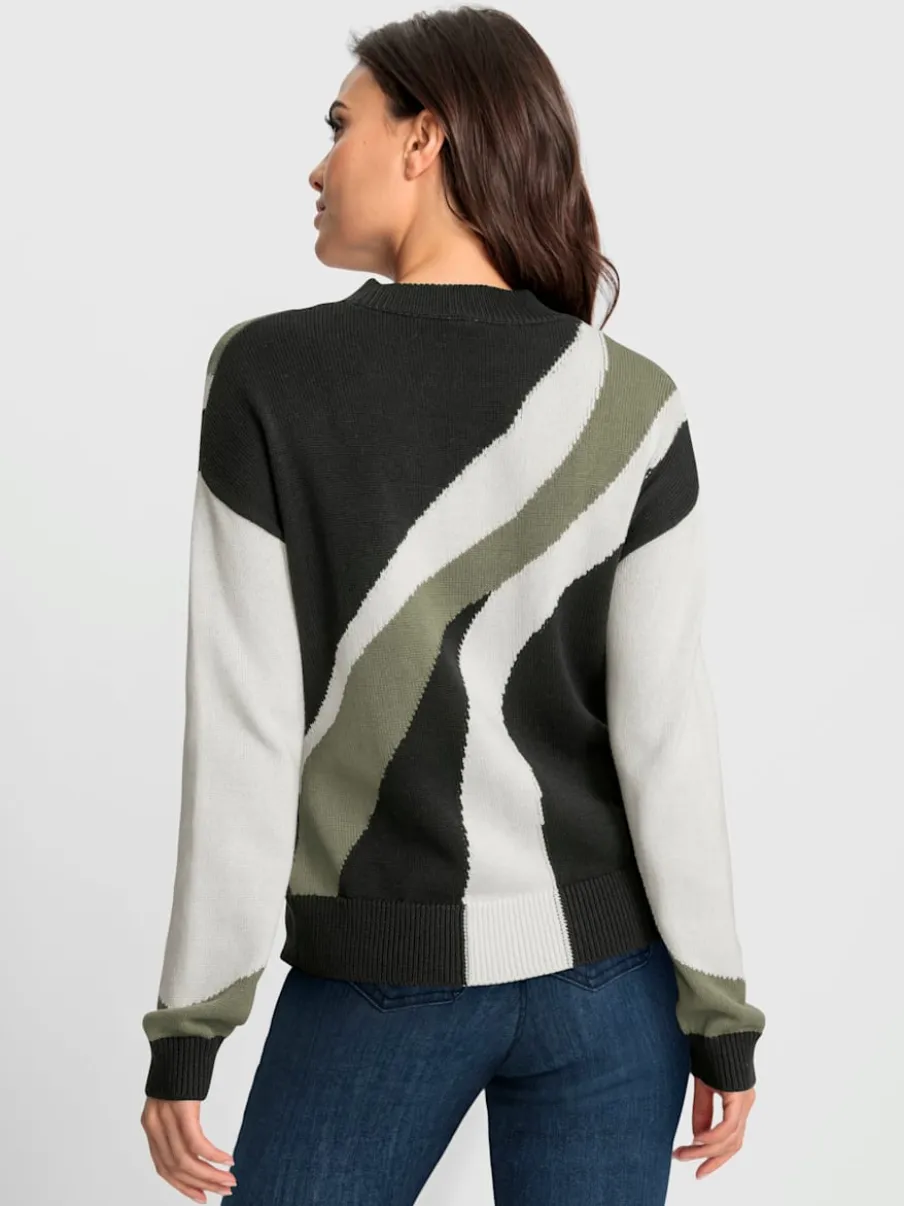 Pull encolure ronde combinaison de couleurs tendance