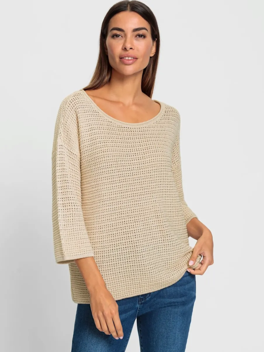 Pull encolure ronde en tricot léger structuré avec fentes