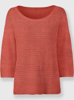 Pull encolure ronde en tricot léger structuré avec fentes