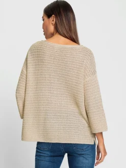 Pull encolure ronde en tricot léger structuré avec fentes