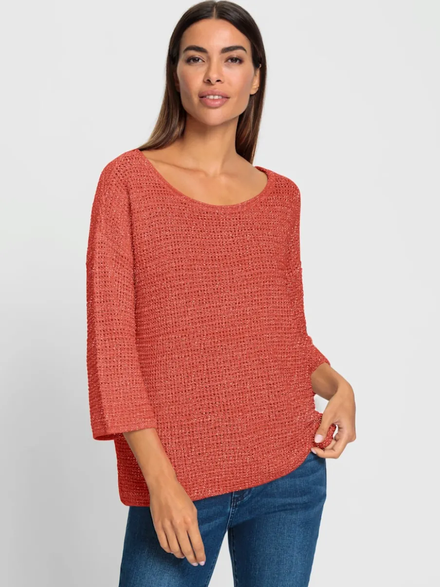 Pull encolure ronde en tricot léger structuré avec fentes