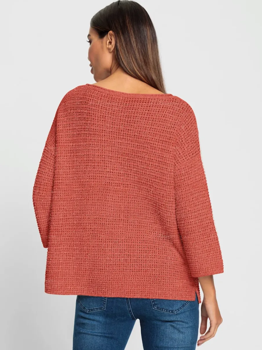 Pull encolure ronde en tricot léger structuré avec fentes