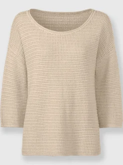 Pull encolure ronde en tricot léger structuré avec fentes