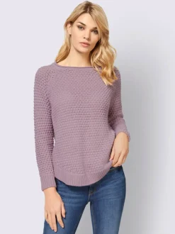 Pull encolure ronde en tricot moelleux avec bords-côtes