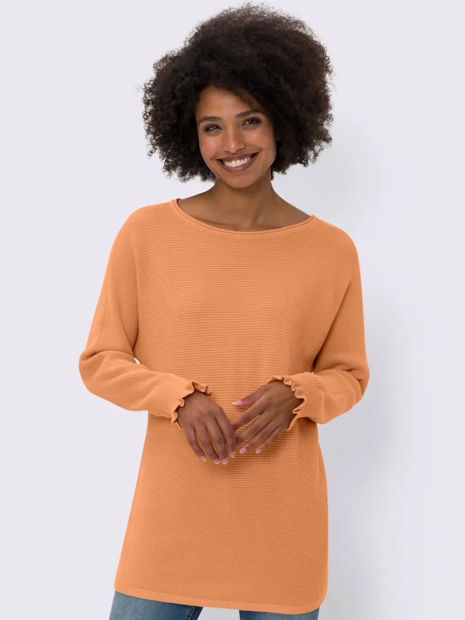 Pull encolure ronde à manches chauve-souris en coton