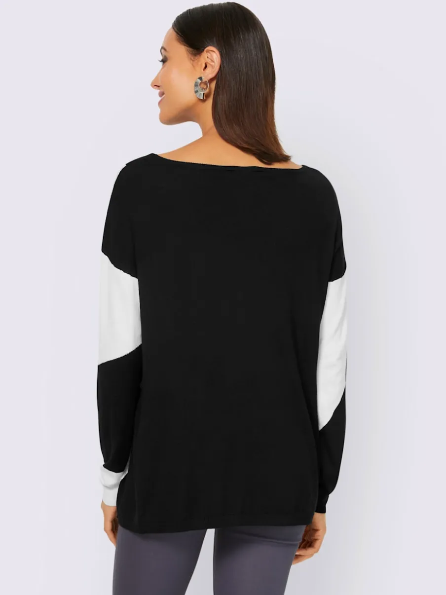 Pull à encolure ronde manches longues motif graphique élégant