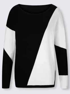 Pull à encolure ronde manches longues motif graphique élégant