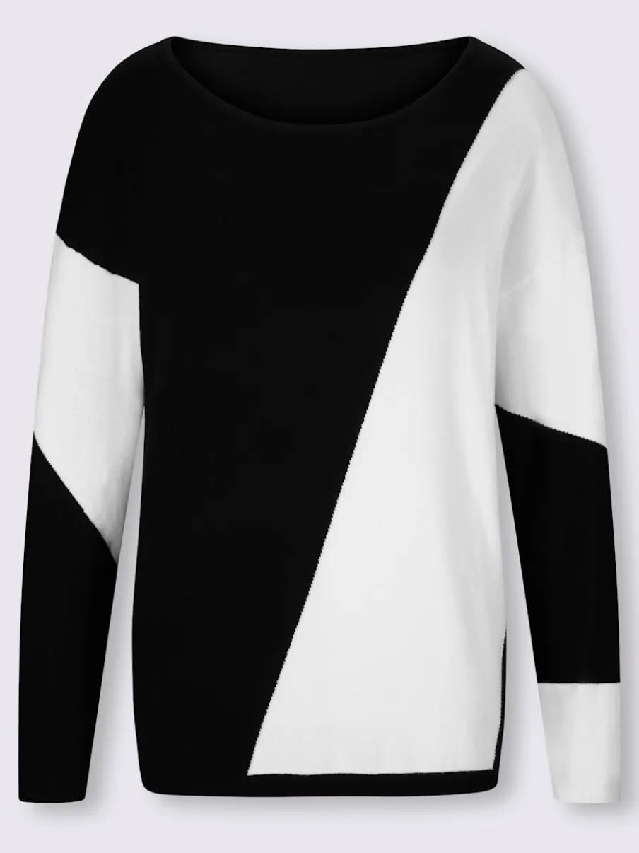 Pull à encolure ronde manches longues motif graphique élégant